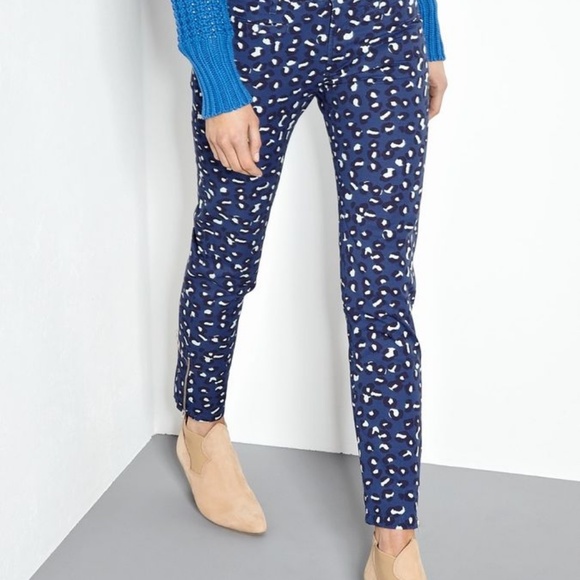 A.P.C. Denim - A.P.C. Blue pants with Ankle zip Leopard print